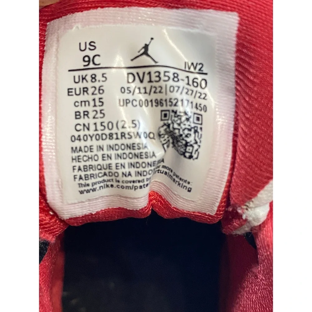 Jordan Dub Zero TD Toddler Sneakers White Black Red DV1358-160‎ Size 9C